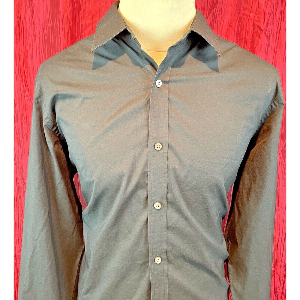 Mens Banana Republic Classic Black Cotton Blend LS Casual Shirt sz Lg